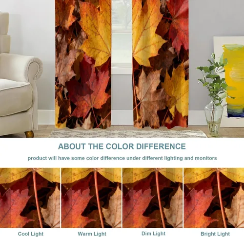 Vista 183 de Shrahala Orange Autumn Autumn Blackout Curtain Tiers, Fall Kitchen Valance Light Blocking Tier Drapes with Rod Pocket, 2 Pack 26 X 24 in