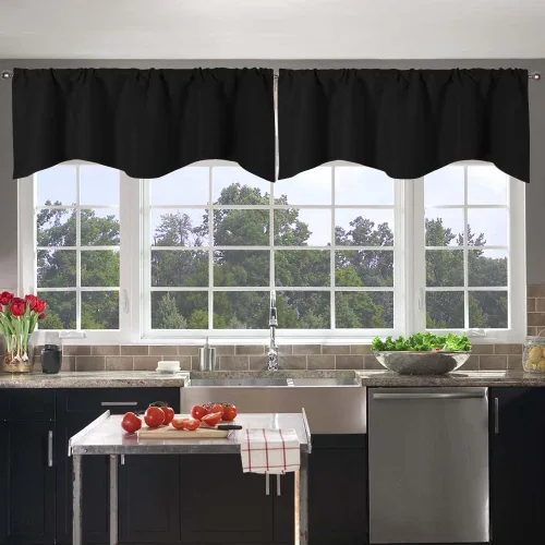 Vista 23 de Cenefa Blanco Puro Paquete de 2 - Cortinas de Liquidación para Sala de Estar, Baño y Dormitorio - Estilo Granja Festoneado, 18 Pulgadas de Largo