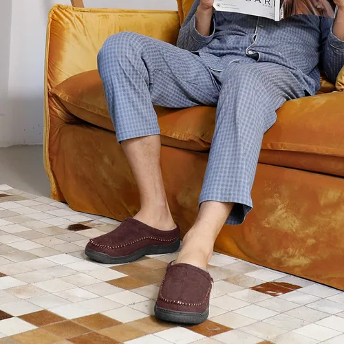 Vista 3 de Zigzagger - Pantuflas tipo mocasín para hombre, para interiores y exteriores, pantuflas cálidas, cómodas, mullidas y anchas