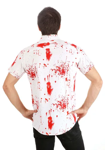 Vista 2 de Camisa de Halloween para Adultos con Botones y Manchas de Sangre Multicolor