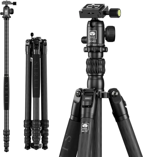 Vista 10 de SIRUI Traveler 7C Trípode para Cámara de 65.55 pulgadas Fibra de Carbono Trípode Arca con Cabezal de Bola Panorámica E-10 de 360° y Placa