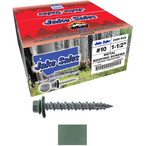 Vista 59 de 10 tornillos para techos de metal gris ABC de 1-1/2 pulgadas, cabezal de arandela hexagonal, arranque automático/roscado, arandela EPDM. 1 bolsa
