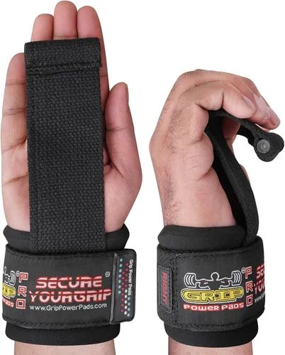 Vista 2 de Gym Lifting Dowel Straps Neoprene Padded Wrist Wraps for Weight Training, Bodybuilding & Fitness