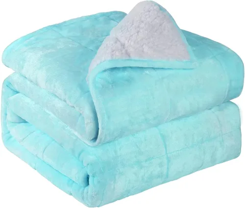 Vista 14 de Alomidds Manta con Peso para Adultos, Tamaño Twin 12 lbs Mantas con Peso, Manta Pesada con Forro Polar Suave y Brillante Reversible y Sherpa Cálido