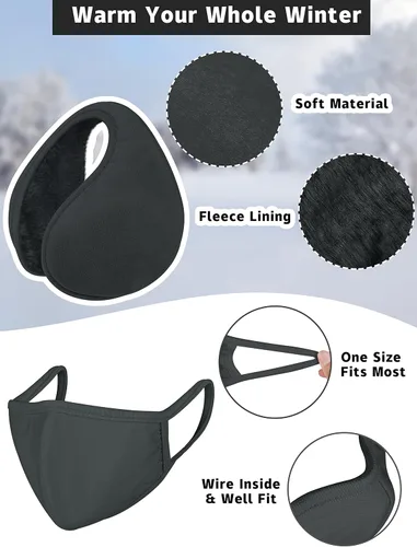 Vista 4 de Motarto Conjunto cálido de invierno, gorro de punto, bufanda y guantes calentadores de oídos, para hombres y mujeres, cubierta cálida para clima frío