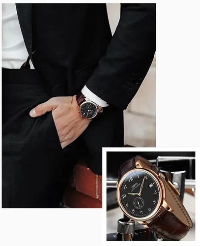 Vista 22 de LOBINNI Reloj mecánico automático impermeable de muñeca masculina vestido masculino moda lujo negocios relojes