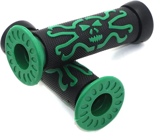 Vista 3 de 7/8" cráneo verde hueso cruz hueso 0.866 in mano Grips compatibles con ATV motocicleta bicicleta 125 Duke [P/N:XH4089-22-VERDE]