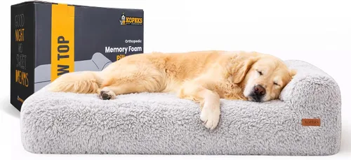 Vista 10 de KOPEKS Cama ortopédica de espuma viscoelástica para perros de 7 pulgadas de grosor, cama extragrande para perros con almohada, color marrón, 50 x 34