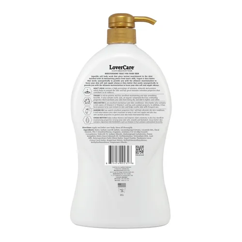 Vista 2 de Lovercare Crema de ducha de leche de cabra 3x hidratante más bio nutriente (aceite de almendras y manteca de cacao) 40.7 fl oz