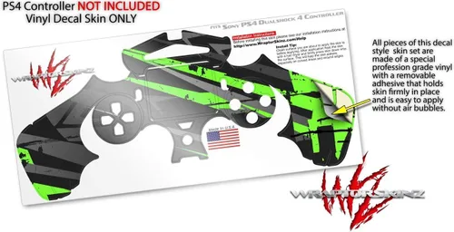 Vista 3 de WraptorSkinz Skin compatible with Sony PS4 Dualshock Controller PlayStation 4 Original Slim and Pro Baja 0014 Neon Green (CONTROLLER NOT INCLUDED)