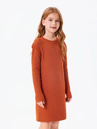 Vista 4 de Haloumoning Vestido de suéter de manga larga para niñas de 5 a 14 años
