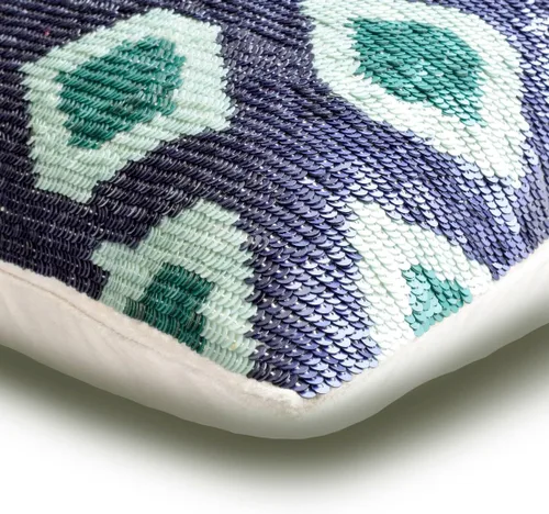 Vista 129 de The HomeCentric Funda de almohada con cremallera, funda de cojín azul de 12 x 12 pulgadas, funda de cojín de algodón bordado para sofá, diseño