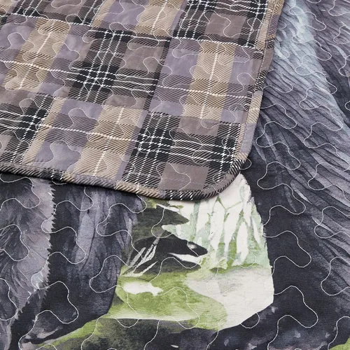Vista 9 de Virah Bella Juego de ropa de cama King Lodge de 3 piezas, juego de edredón reversible rústico con fundas de almohada decorativas, panel familiar