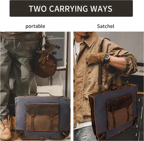 Vista 7 de Bolsa de equipaje de lona encerada con correa para el hombro para el trabajo y los negocios, gris