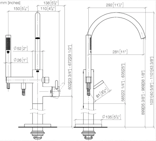 Vista 6 de Dornbracht 25863661-28 - Mezclador monomando para instalación independiente con ducha de mano, Brushed Durabrass