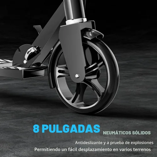 Vista 4 de Patinetes para niños de 8 a 12 años, adolescentes y adultos, ligeros, plegables, ruedas grandes de 8 pulgadas, freno de mano y campana, 4 niveles