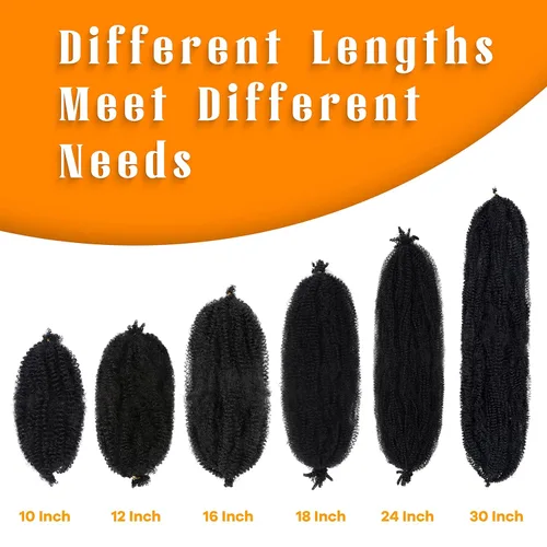 Vista 5 de Cabello para Trenzas Marley Twist de 10 pulgadas Negro 3 Paquetes Cabello Afro Twist Elástico Preseparado para Locs Suaves Cabello Spring Twist