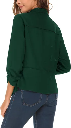 Vista 4 de Blazer ligero de gasa fina con mangas fruncidas para mujer