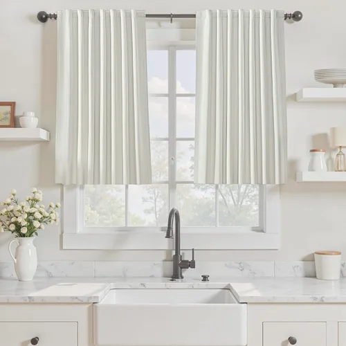 Vista 57 de Cortinas opacas de 54 pulgadas de largo para dormitorio, sala de estar, cortinas beige con aislamiento térmico, oscurecimiento de la habitación