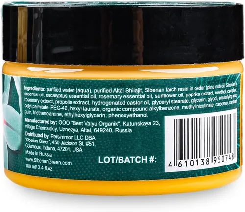 Vista 5 de Siberian Green Altai Crema Gel "Músculos y Articulaciones Cálidos" con Aceites Esenciales de Nuez de Pino Shilajit Resina y Hierbas 3.4 fl oz