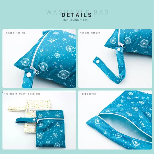 Vista 4 de Bolsa húmeda impermeable reutilizable para traje de baño, viajes, playa, piscina, traje de baño, pañales, ropa sucia de yoga, gimnasio, guardería
