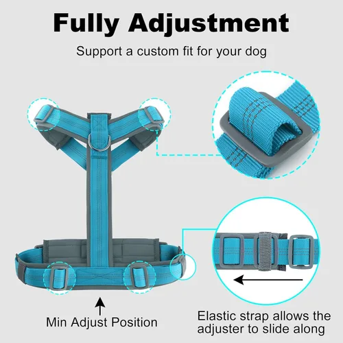 Vista 24 de Arnés para perro Plutus Pet sin tirón, arnés ajustable de nylon con acolchado suave, arnés para perro reflectante y resistente para perros pequeños