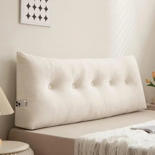 Vista 10 de Almohada triangular grande para cabecero de cama individual XL, almohada de cuña para cabecero de cama, color verde aguamarina, 39 x 4.7 x 15.7