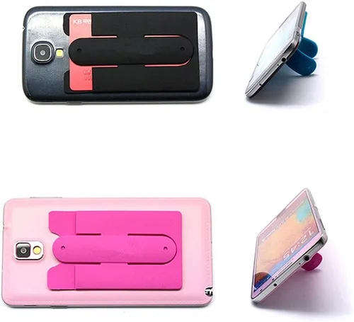 Vista 7 de Tarjetero con soporte para teléfono celular, funda adhesiva de goma de silicona para teléfono inteligente (6 unidades)