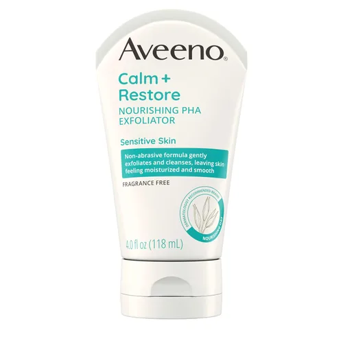 Vista 7 de Aveeno Calm + Restore Exfoliante facial nutritivo PHA diario para pieles sensibles, sin fragancia y fórmula de avena no abrasiva para exfoliar