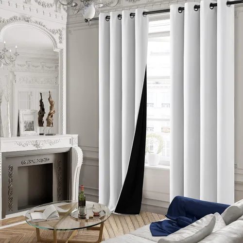 Vista 233 de Deconovo Cortinas opacas 100% con forro negro, cortinas con ojales aisladas térmicamente que reducen el ruido, doble capa para oscurecer