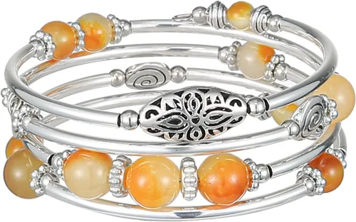 Vista 14 de FULU AUTUMN Pulseras apilables con cuentas para mujer, pulsera bohemia de plata envolvente, joyería de moda en capas, regalos para ella 17-negro