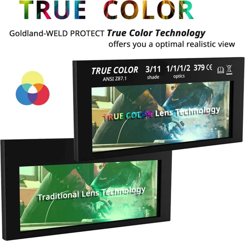 Vista 3 de Lente de soldadura HD de oscurecimiento automático, lente de filtro de soldadura de color verdadero de 2 x 4.25 pulgadas, con 2 piezas de repuesto