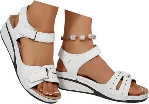 Vista 11 de Sandalias ortopédicas para mujer, con soporte para el arco, para caminar, cómodas sandalias ortopédicas de verano con correa trasera