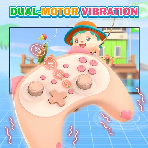 Vista 3 de IINE Lindo controlador de interruptor, Bluetooth Cartoon Kitten Nintendo Switch controladores inalámbricos, interruptor de luz Kawaii