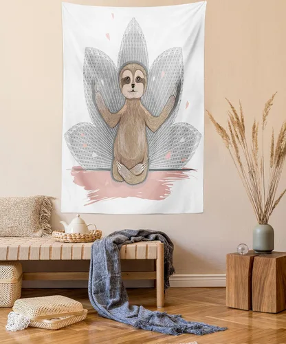 Vista 10 de Ambesonne Tapiz hippie, abrazo de hongos de ensueño y árbol de la vida místico y mandal verde, decoración de tela para colgar en la pared