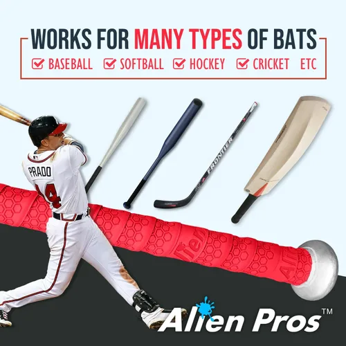 Vista 6 de ALIEN PROS - Cinta de agarre para bate de béisbol (2 agarres/4 agarres), 1.1 mm, precortada y sensación Pro – Reemplazo para agarre de bate