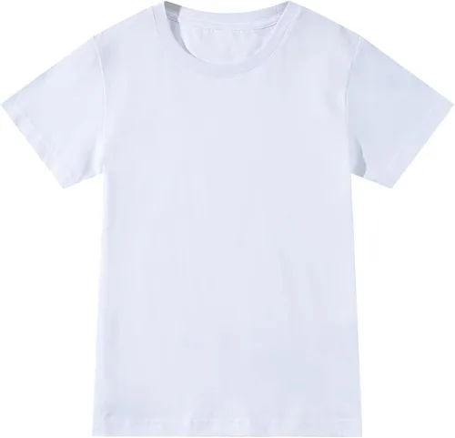 Vista 3 de YJ Back home Unisex Kids Quality Cotton Tees White Baisc Shirt