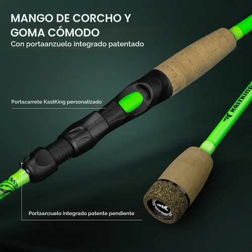 Vista 6 de KastKing Zephyr Dual-Tip Baitcaster & Spinning Fishing Rod and Reel Combo Verde neón