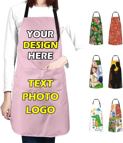 Vista 12 de Delantales impermeables personalizados para diseñar tu propia imagen, logotipo, texto, añadir fotos, delantal para cocinar hornear, 33 x 27.5