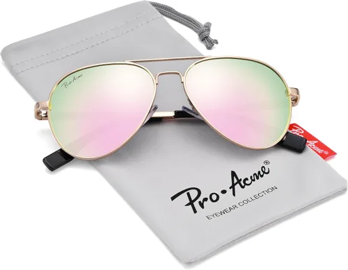 Vista 4 de Pro Acme Lentes de sol polarizados de aviador para mujeres y hombres, marco de aviador pequeño para cara pequeña, mujeres y jóvenes, 2.047 in