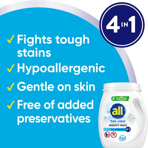 Vista 2 de All Mighty Pacs - Detergente transparente para ropa sin levantadores de manchas