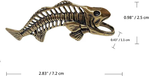 Vista 6 de DMtse Estatuas de decoración de hueso de pescado de latón chino para escultura de animales, Feng Shui para buena suerte y prosperidad