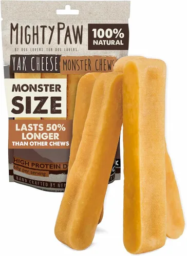 Vista 11 de Mighty Paw Golosinas masticables de queso Yak para perros Golosinas para mascotas 100% naturales de larga duración. Sin olor y excelentes