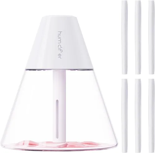 Vista 10 de INVODA Mini humidificadores, 8.8 fl oz USB Personal Cool Mist Humidificador lindo volcanes de escritorio humidificador de aire silencioso Luz