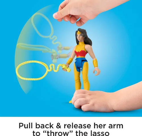 Vista 3 de Fisher-Price DC League of Super-Pets Juguetes preescolares Wonder Woman y PB Juego de figuras posables para juegos de simulación para niños a partir