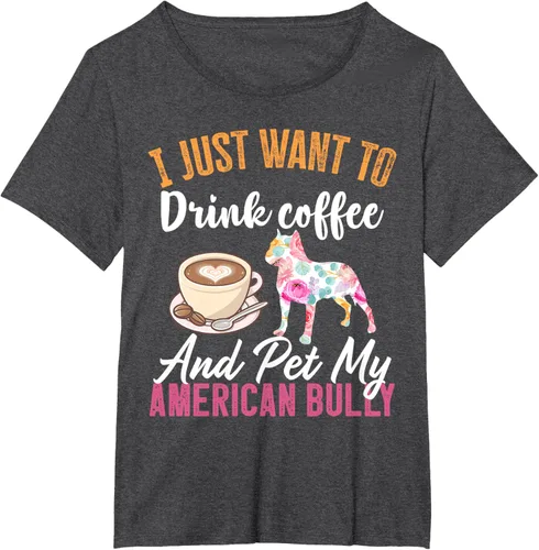 Vista 19 de I Just Want to Drink Coffee and Pet My American Bully Camiseta, Negro, S
