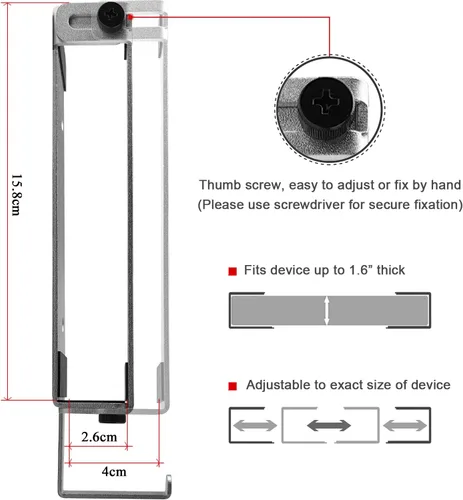 Vista 2 de IFCASE Soporte de pared de aluminio para laptop para MacBook Air, Pro, Surface, iPad, tabletas, teléfonos celulares con gancho para auriculares