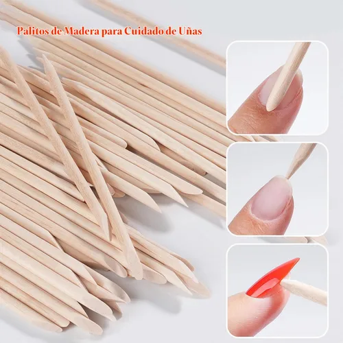 Vista 4 de 800 palitos de madera naranja para arte de uñas, herramienta multifuncional para manicura y pedicura, 4.5 pulgadas