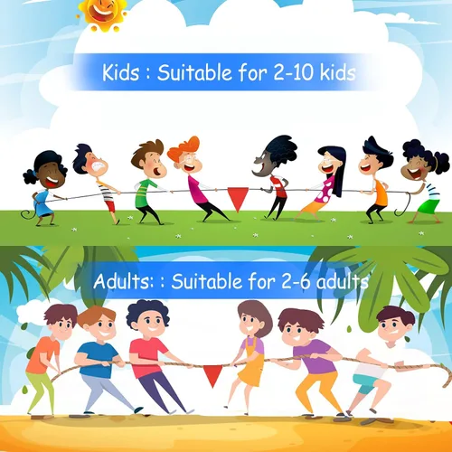Vista 7 de Cuerda de tira y afloja para niños y adultos, césped al aire libre, reunión familiar, juegos de fiesta de cumpleaños, juegos de picnic al aire