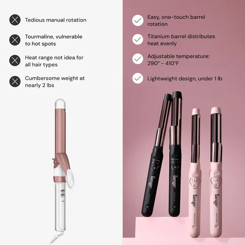 Vista 3 de L'ANGE HAIR Le Pirouette - Rizador giratorio de titanio de 0.984 in Rizos y ondas para principiantes y profesionales Titanio premium barril de 1